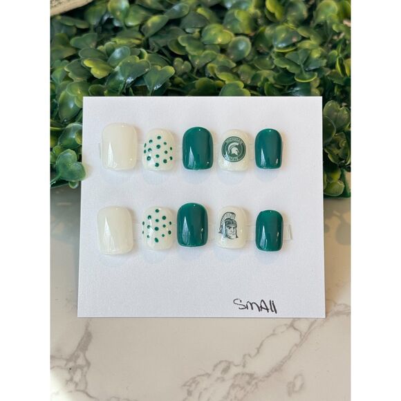 Michigan State Dots - Handpainted/Designed Reusable Press n Nails - Picture 2 of 7
